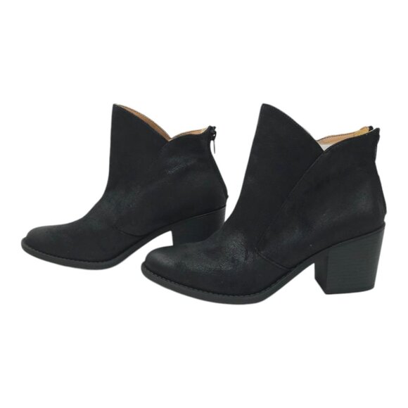 Qupid Ankle Boot Women Size 9 Chunky Block Heel Faux Suede Back Zip Bootie Black - Picture 11 of 16